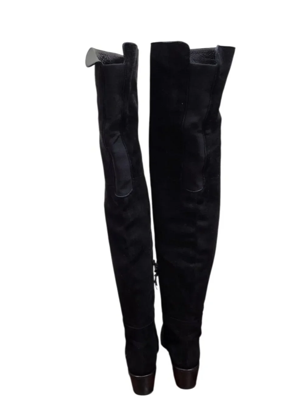 Stuart Weitzman 5.5 M Black Suede Over The Knee Boots Low Heel Tall Zip OTK